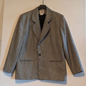 Leslie Fay Wool Blend Houndstooth Blazer Size 16 Classic Career Office Work Plus